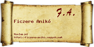Ficzere Anikó névjegykártya